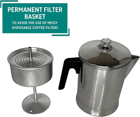 MIRRO 9 Cup Aluminum Coffee Percolator with Cool-touch Handle in Saudi Arabia