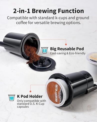 KIDISLE Single Serve Coffee Maker for K Cup & Ground Coffee – Hot & Iced, 6-16oz Sizes, 40oz Water Tank, Reusable Filter, Compact for Home Office Dorm, Red in Saudi Arabia