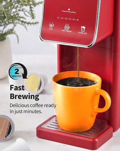 KIDISLE Single Serve Coffee Maker for K Cup & Ground Coffee – Hot & Iced, 6-16oz Sizes, 40oz Water Tank, Reusable Filter, Compact for Home Office Dorm, Red in Saudi Arabia