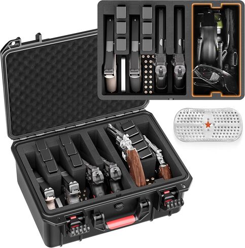 Kinghardcase Gun Case for Handguns, Pre-Cut Multiple Pistols Case Shockproof Waterproof Hard Pistol Case with Desiccant TSA Approved Firearm Travel Case in Kuwait