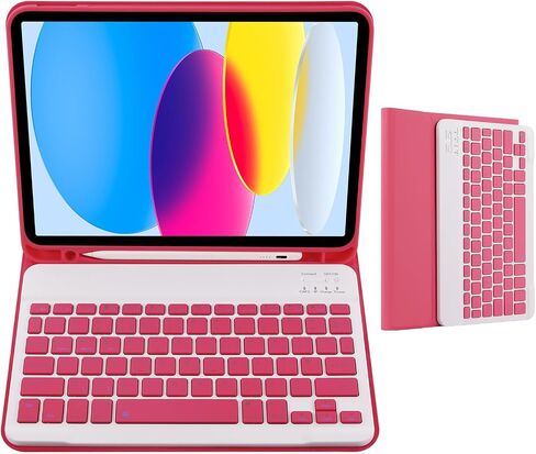 Keyboard Case Compatible with iPad A16 11 inch 2025 (A3354/A3355/A3356), iPad 10th Generation 10.9 inch 2022 (A2696/A2757/A2777), Detachable Bluetooth US Layout Keyboard Case in Kuwait