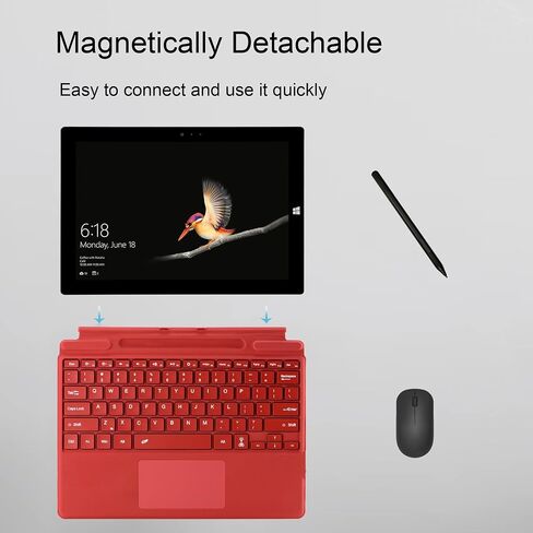 Type Cover for Microsoft Surface Pro 11 / Pro 10 / Pro 9 / Pro 8 / Pro X, Portable Slim Wireless Keyboard with Touchpad Tablet Keyboard (Poppy Red) in Kuwait