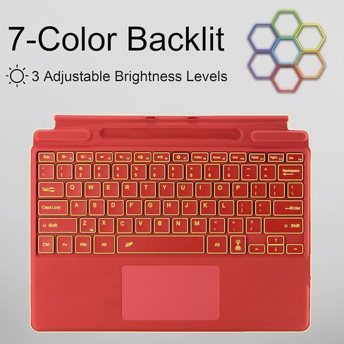 Type Cover for Microsoft Surface Pro 11 / Pro 10 / Pro 9 / Pro 8 / Pro X, Portable Slim Wireless Keyboard with Touchpad Tablet Keyboard (Poppy Red) in Kuwait