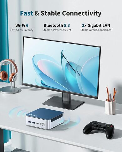 Getorli Mini PC AMD Ryzen 7 6800H(Beats 7640HS/7730U), 32G LPDDR5 1TB NVMe SSD Desktop Computer, Triple Display 4K, WiFi 6, BT 5.3, Dual LAN, Mini Gaming PC for Office, Video Editing, Home Theater in Kuwait