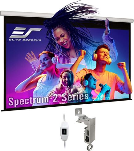 Elite Screens Spectrum 2 Electric Motorized Projector Screen, 110-Inch 16:9, 12-Inch Drop Down, MaxWhite FG 4K/8K UHD, SPM110H-E12 in Kuwait