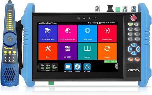 Rsrteng CCTV Tester,IPC-9800CADHS Pro 8K 32MP 4K 12MP IP Camera Test with POE++ Max 90W, 8MP CVI TVI AHD SDI CVBS Coaxial Camera Test 7"Touch Screen Support 1CH SFP HD VGA TDR WiFi RS485 IPC Tester in Kuwait