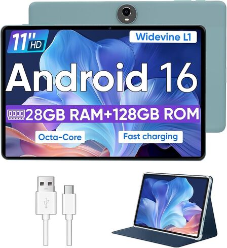 11 Inch Android 16 Tablet, Octa Core, 28GB RAM 128GB ROM 1TB Expand, Blue in Kuwait