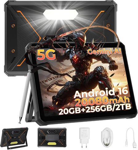 HOTWAV R9 Pro Max Rugged Tablet 5G, 20+256GB/2TB, 20080mAh with Stand in Kuwait