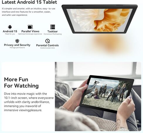 Gleeso Tablet, 10 Inch Android 15 Tablet, 20GB RAM+64GB ROM+ 1 TB TF, 5000mAh Fast Charging Battery, HD Display, Widevine L1, Dual Camera, Face ID, Lightweight Portable Tablet for Work Entertainment in Kuwait