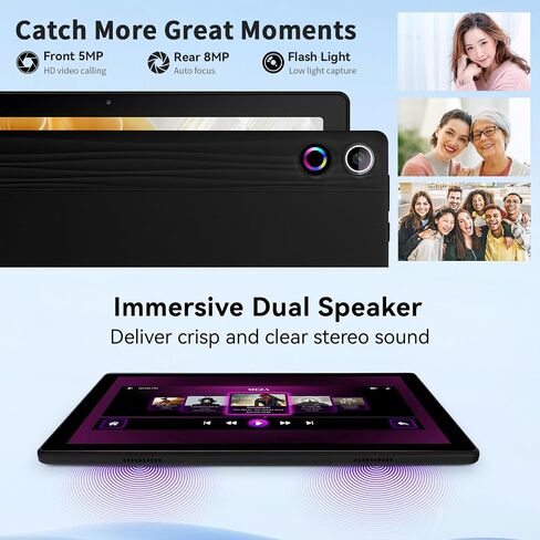Gleeso Tablet, 10 Inch Android 15 Tablet, 20GB RAM+64GB ROM+ 1 TB TF, 5000mAh Fast Charging Battery, HD Display, Widevine L1, Dual Camera, Face ID, Lightweight Portable Tablet for Work Entertainment in Kuwait