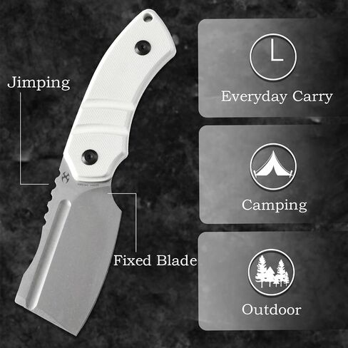 KANSEPT Knives Korvid S Fixed blade Hunting Camping Hiking Knife with 2.9''14C28N Blade Cleaver White G10 Handle, Kydex Sheath for Men Women Everyday Carry G2030A2 in Kuwait