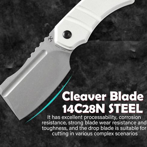 KANSEPT Knives Korvid S Fixed blade Hunting Camping Hiking Knife with 2.9''14C28N Blade Cleaver White G10 Handle, Kydex Sheath for Men Women Everyday Carry G2030A2 in Kuwait