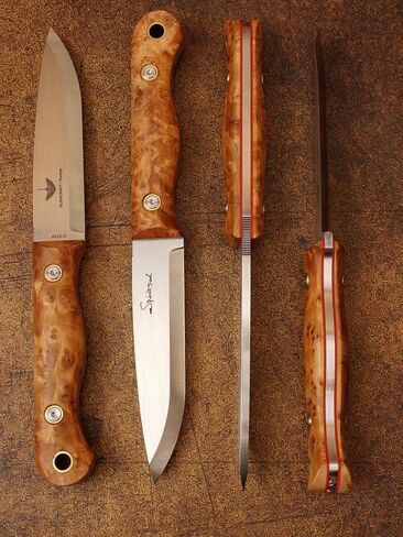 AUS-8 Survival Knife with Leather Sheath & Fire Starter, Full Tang Camping/Hunting/Bushcraft Fixed Blade Knife in Kuwait