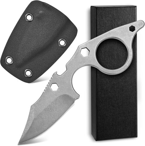 Ccanku C021 Fixed Blade Tactical Knives D2 Blade, Stainless Steel Handle with K Sheath and Adjustable Necklace, Karambit Survival Defense Knife for Outdoor Hunting Camping Hiking Tools in Kuwait