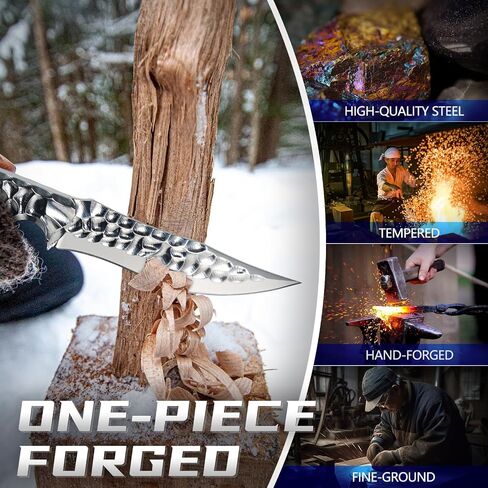 Purple Dragon Fixed Blade Knife with Sheath, Full Tang Survival Knife, Silver Bushcraft Knives for Outdoor Camping, Hiking, Gift for Men in Kuwait