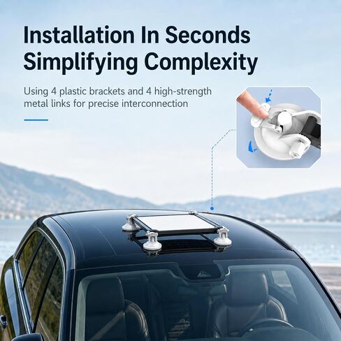 Starlink Mini Suction Cup Mount, Portable Roof Window Mounting Bracket for Starlink Mini, 4 Strong Suction Cups Car Sunroof Holder with Plastic Brackets and Metal Links for RV, SUV, Camping, Travel in Kuwait