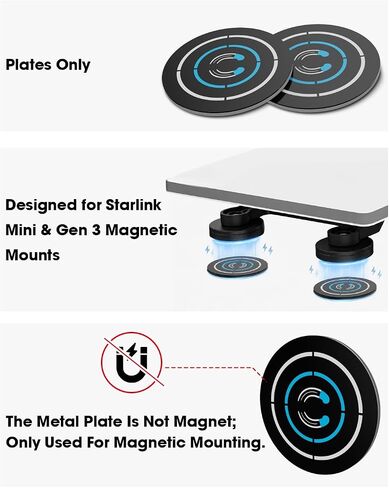 5-Pack Adhesive Magnetic Mount Plates for Starlink Mini & Gen 3 Magnetic Mounts, Magnetic Base Pads for Car Truck SUV Aluminum/Glass Cab Roof, Peel-and-Stick Non-Magnetic Roof Mounting Helper in Kuwait