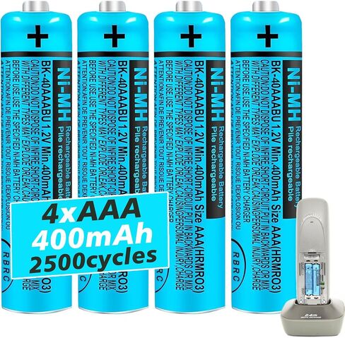 BK-40AAABU NI-MH AAA Rechargeable Battery 400mah 4Pack 1.2V NiMH AAA Batteries for Panasonic Cordless Phones, Remote Controls, Electronics in Kuwait