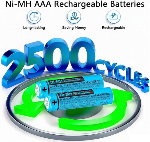 BK-40AAABU NI-MH AAA Rechargeable Battery 400mah 4Pack 1.2V NiMH AAA Batteries for Panasonic Cordless Phones, Remote Controls, Electronics in Kuwait