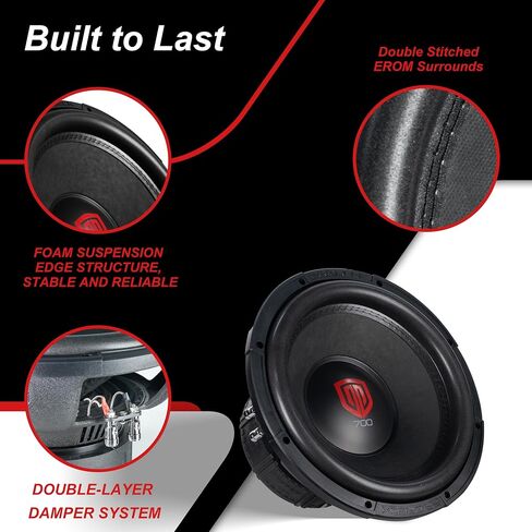 PRORECK 710 10-Inch Car Subwoofer, 2400W Peak / 800W RMS, Dual 2-Ohm Voice Coil, Black, Paper Cone, Passive, for Car Audio(1pc) in Kuwait