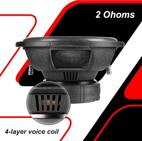 PRORECK 710 10-Inch Car Subwoofer, 2400W Peak / 800W RMS, Dual 2-Ohm Voice Coil, Black, Paper Cone, Passive, for Car Audio(1pc) in Kuwait