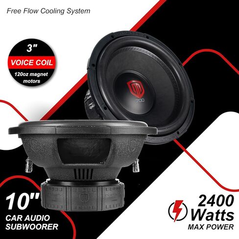 PRORECK 710 10-Inch Car Subwoofer, 2400W Peak / 800W RMS, Dual 4-Ohm Voice Coil, Black, Paper Cone, Passive, for Car Audio(1pc) in Kuwait