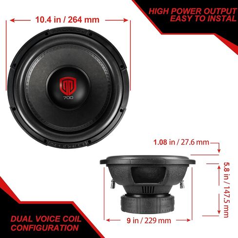 PRORECK 710 10-Inch Car Subwoofer, 2400W Peak / 800W RMS, Dual 4-Ohm Voice Coil, Black, Paper Cone, Passive, for Car Audio(1pc) in Kuwait