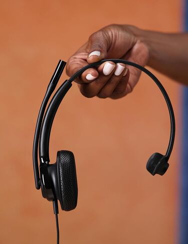 HP Poly Mission 410 USB Headset - USB-C & USB-A Plug-and-Play - AI Noise-Reducing & Adjustable Boom Mic - Inline Controller - Lightweight Single-Ear Design - USB Headset with Microphone for PC in Kuwait