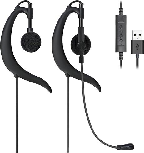 USB Earbuds with Microphone & Adjustable Ear Hooks for PC Laptop in Kuwait