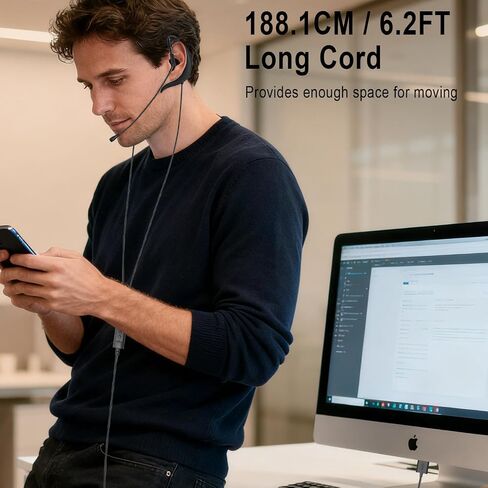 USB Earbuds with Microphone & Adjustable Ear Hooks for PC Laptop in Kuwait