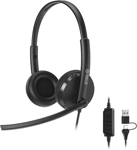 TOALLIN Wired Headset with Noise Canceling Mics, USB Stereo Headphones in Kuwait
