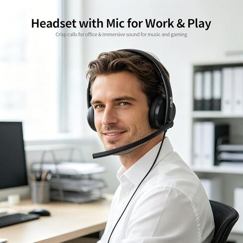 TOALLIN Wired Headset with Noise Canceling Mics, USB Stereo Headphones in Kuwait