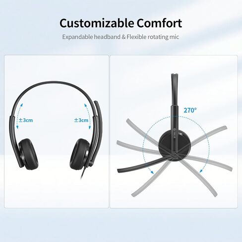 TOALLIN Wired Headset with Noise Canceling Mics, USB Stereo Headphones in Kuwait