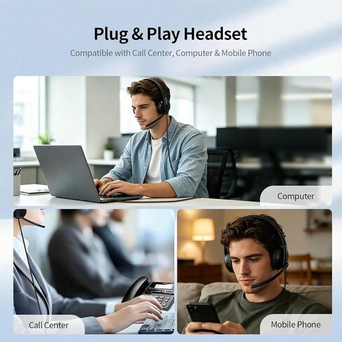 TOALLIN Wired Headset with Noise Canceling Mics, USB Stereo Headphones in Kuwait