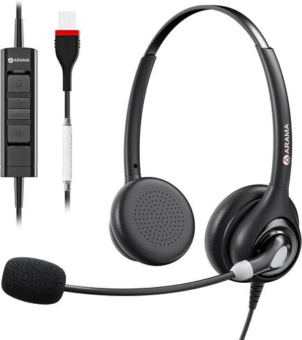 Arama Dual USB Headset with Microphone for PC, Computer, Laptop, USB-A/C in Kuwait