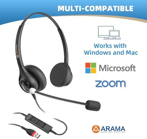 Arama Dual USB Headset with Microphone for PC, Computer, Laptop, USB-A/C in Kuwait