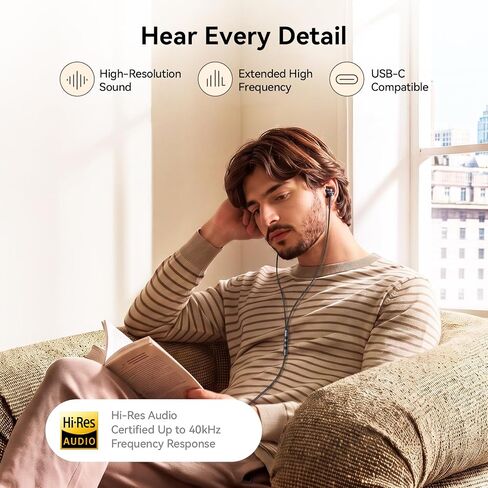 1MORE P20 in-Ear Earphones with Cable, USB C Wired Ear Buds, Hi-Res Audio, Sound Isolation, Mic Mute Fuction, Microphone and Volume Controller in Saudi Arabia