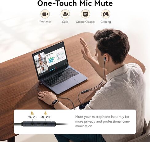 1MORE P20 in-Ear Earphones with Cable, USB C Wired Ear Buds, Hi-Res Audio, Sound Isolation, Mic Mute Fuction, Microphone and Volume Controller in Saudi Arabia