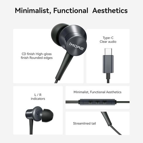 1MORE P20 in-Ear Earphones with Cable, USB C Wired Ear Buds, Hi-Res Audio, Sound Isolation, Mic Mute Fuction, Microphone and Volume Controller in Saudi Arabia