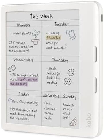 Kobo Libra Colour White eReader & Sand Beige Notebook SleepCover Bundle | 7" Glare-Free Colour E Ink Kaleido 3 Display | Dark Mode Option | Waterproof | Built-in-2-Way Stand Cover in Kuwait
