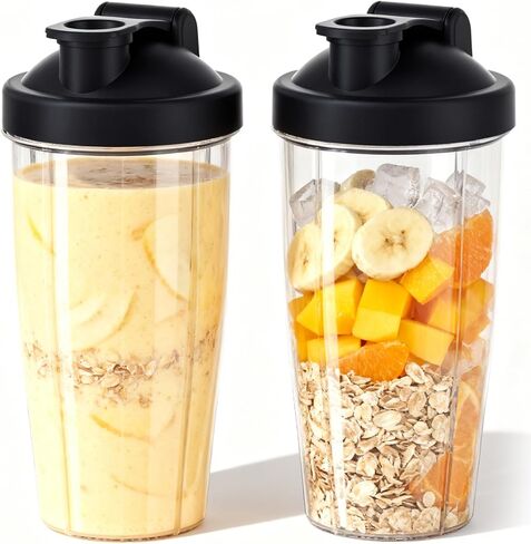 ICUCINA - 28 Oz Blender Cup Replacement with To-Go Lids, Cups for Protein Shakes, BPA Free Smoothie Cups (Pack of 2) in Kuwait