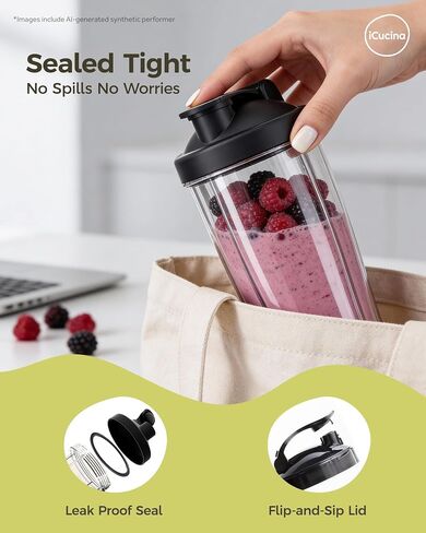 ICUCINA - 28 Oz Blender Cup Replacement with To-Go Lids, Cups for Protein Shakes, BPA Free Smoothie Cups (Pack of 2) in Kuwait