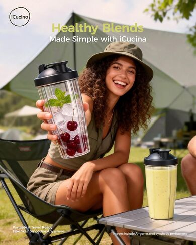 ICUCINA - 28 Oz Blender Cup Replacement with To-Go Lids, Cups for Protein Shakes, BPA Free Smoothie Cups (Pack of 2) in Kuwait