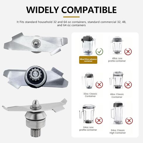 Blender Blade Replacement Part for 48 oz Containers Assembly, Advance Blade Assembly Replacement for 15990 15978 15981 16016 16019 VM0145 in Kuwait