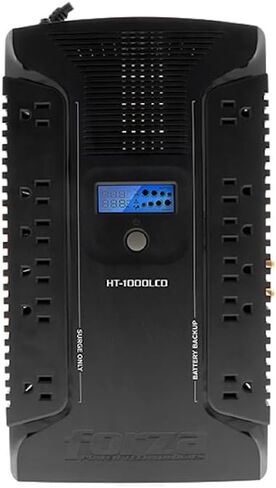 Forza UPS 1000VA/600W Line Interactive Uninterrupted Battery Backup Supply, 12 Outlets, AVR, LCD Screen, USB, Coaxial, 3 Year Warranty 120V (HT-1000LCD) | UPS interactiva in Kuwait
