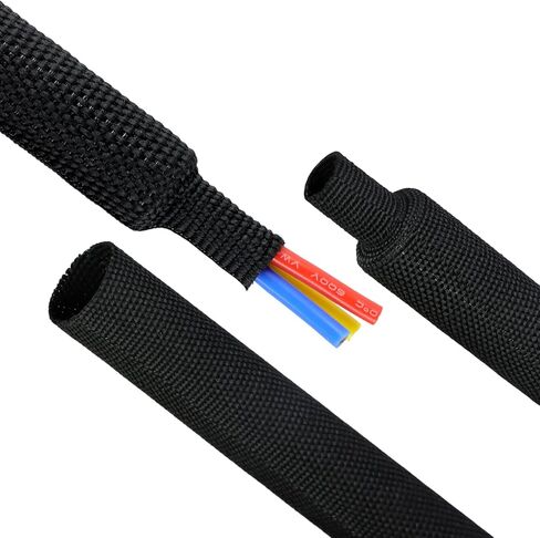 Heat Shrink Braided Sleeving, 16ft Automotive Wire Harness Wrap, High Temp Abrasion Resistant Wiring Cable Protection Protection & Organizing (Orange, 20mm（3/4"）) in Kuwait