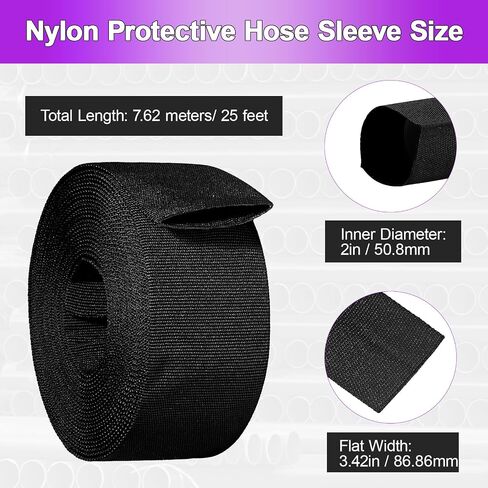 2" ID Nylon Protective Hose Sleeve, Nylon Protective Sleeve Nylon Protective Sheath Nylon Cable Cover for Welding Torch Hydraulic Hose, 25' Length, Black in Kuwait