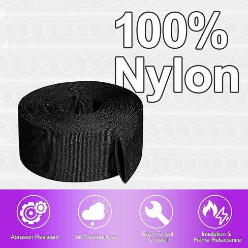 2" ID Nylon Protective Hose Sleeve, Nylon Protective Sleeve Nylon Protective Sheath Nylon Cable Cover for Welding Torch Hydraulic Hose, 25' Length, Black in Kuwait