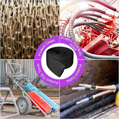 2" ID Nylon Protective Hose Sleeve, Nylon Protective Sleeve Nylon Protective Sheath Nylon Cable Cover for Welding Torch Hydraulic Hose, 25' Length, Black in Kuwait