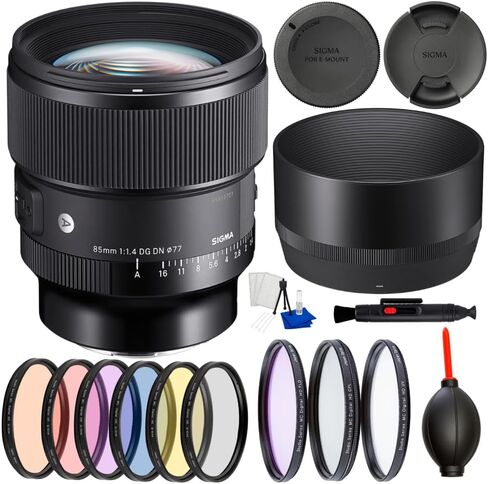 Sigma 85mm f/1.4 DG DN Art Lens for Sony E-Mount Mirrorless Cameras – Professional Portrait Prime Lens Bundle with Cleaning Kit, Dust Blower, 3pc Filter Kit, 6pc Graduated Filter Set & Many More in Saudi Arabia
